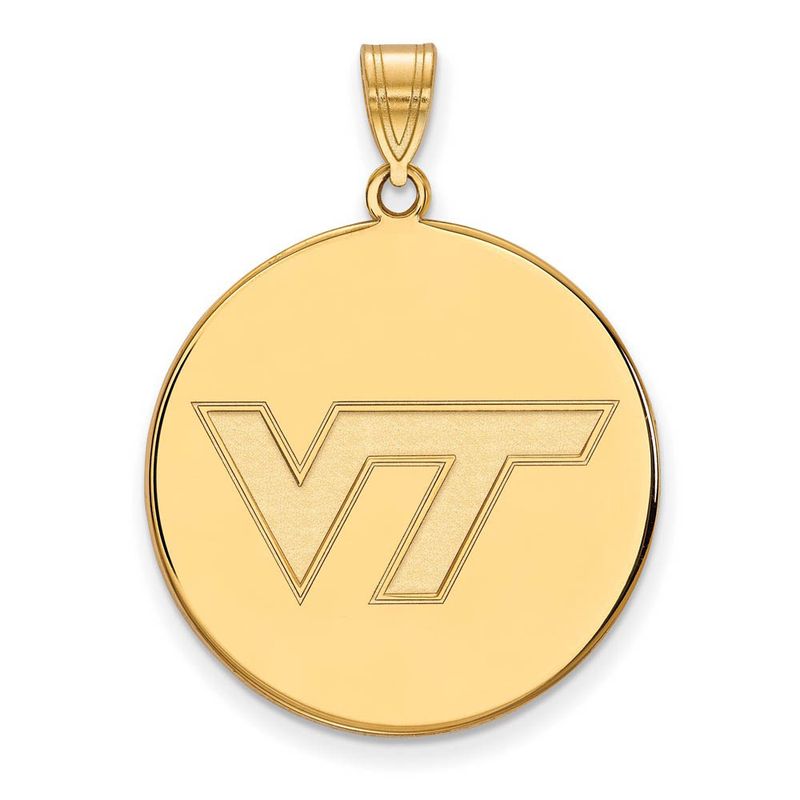 14k Gold Plated Silver Virginia Tech Xl Logo Disc Pendant